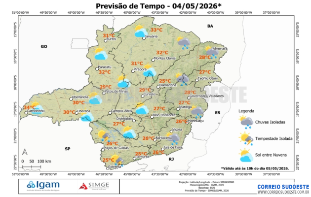 Ventos-úmidos-trazem-nuvens-e-chuva-isolada;-Sul-de-Minas-pode-ter-tempestade-à-tarde