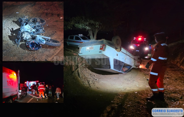 Acidentes-em-Itamogi-deixam-três-vítimas;-jovem-morre-em-capotamento-e-motociclistas-ficam-feridos-em-colisão