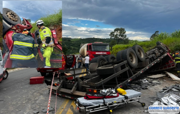 Capotamento-de-Caminhão-entre-Guaxupé-e-São-Pedro-da-União